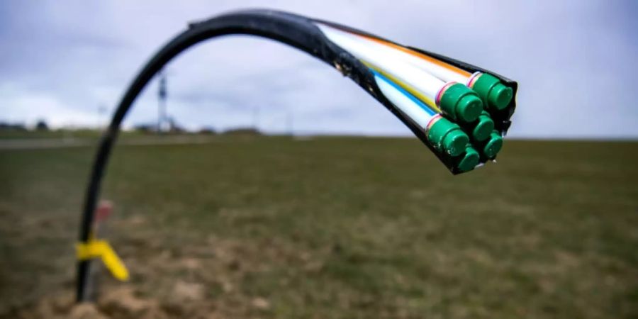 Leerrohr für Glasfaser auf einem Acker