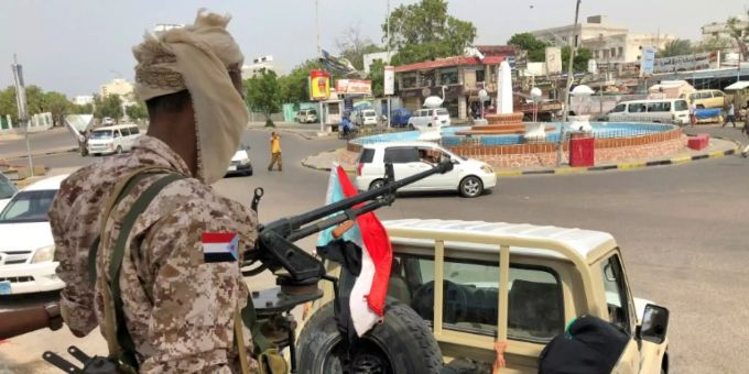 Kämpfer des separatistischen Sicherheitsrings in Aden Kämpfer des separatistischen Sicherheitsrings in Aden