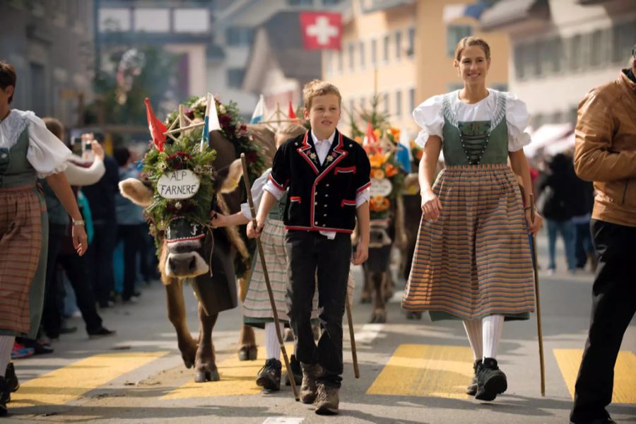 Der traditionelle Entlebucher Alpabzug in Schüpfheim.