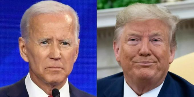 Joe Biden (l.) und US-Präsident Donald Trump. biden