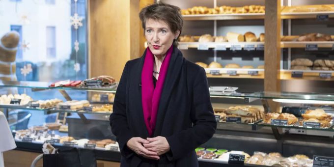 Bundespräsidentin Simonetta Sommaruga bei ihrer Neujahrsansprache 2020. Simonetta Sommaruga