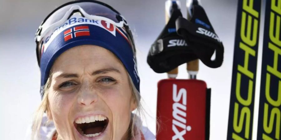 Eine Klasse für sich: Norwegens Langlaufstar Therese Johaug. Foto: Gian Ehrenzeller/KEYSTONE/dpa