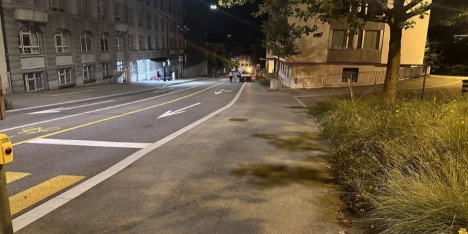 Unfallstelle Teufener Strasse in St. Gallen. Unfallstelle