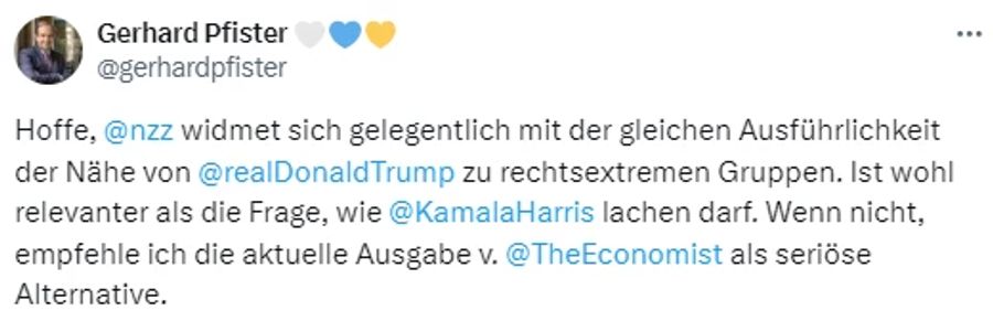 Mitte-Präsident Gerhard Pfister würde lieber über den republikanischen Ex-Präsidenten und seine Nähe zu Rechtsextremisten sprechen.