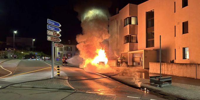 Küssnacht SZ: Auto während der Fahrt in Brand geraten. Küssnacht SZ