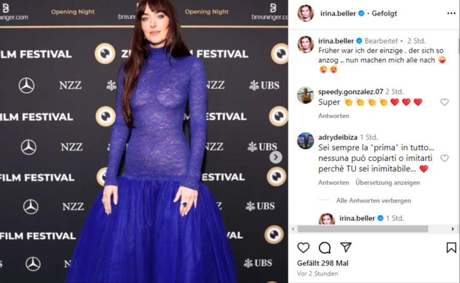 Beim ZFF glänzte nun auch Dakota Johnson in einem transparenten Dress.