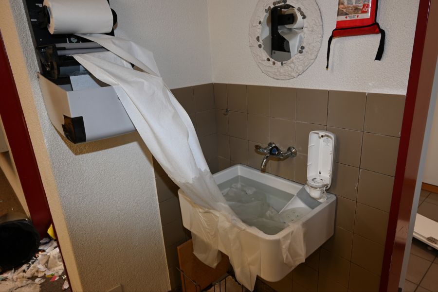 Diverse Gegenstände seien aus dem Fenster geworfen worden und der Hauswirtschaftsraum wurde unter Wasser gesetzt.