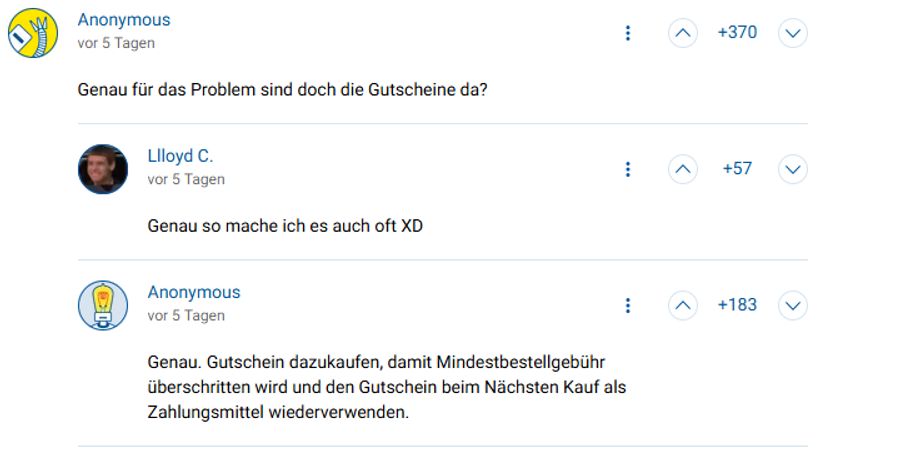 Einige Digitec-Kunden umgehen den Mindestbestellwert mit Gutscheinen.