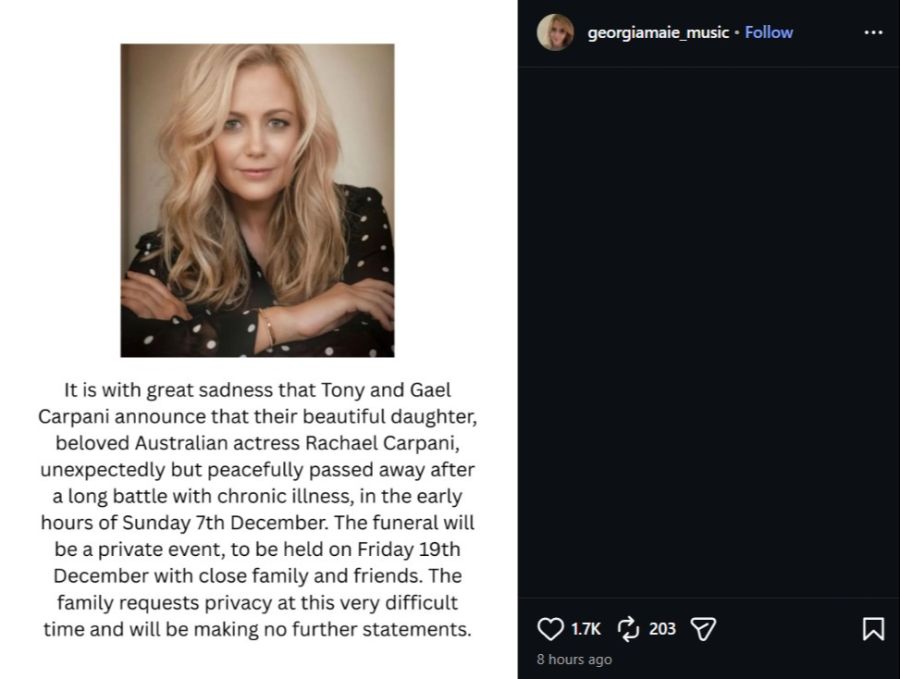 Rachael Carpani gestorben