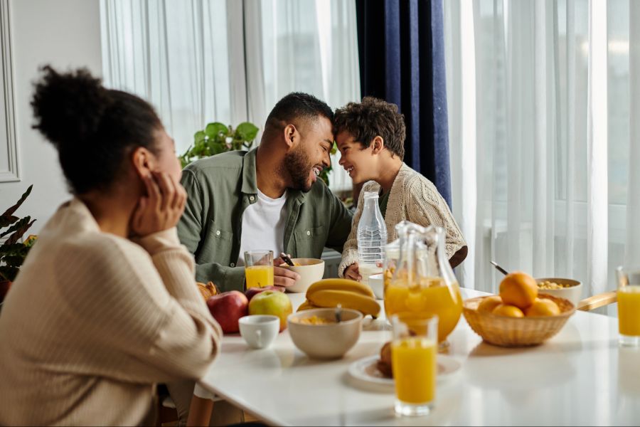 Familie, Frühstück, Kind, Vater