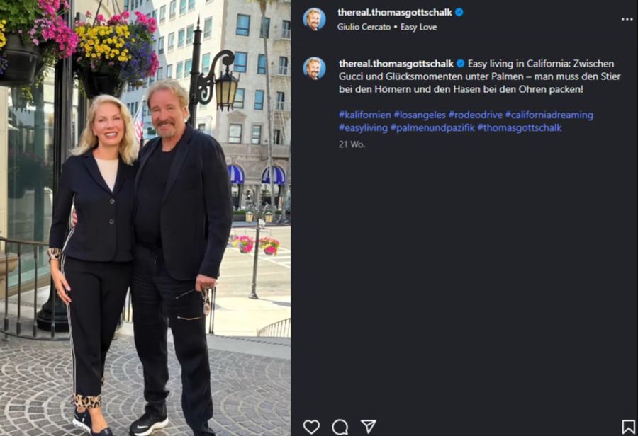 Ausflug nach Los Angeles. Thomas Gottschalk und Karina geniessen L.A.