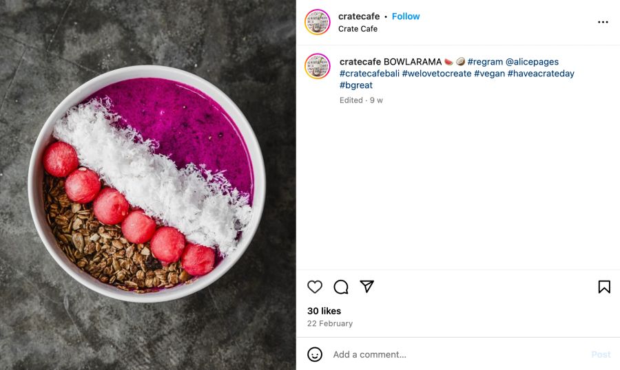 Instagram Post pinke Smoothie Bowl