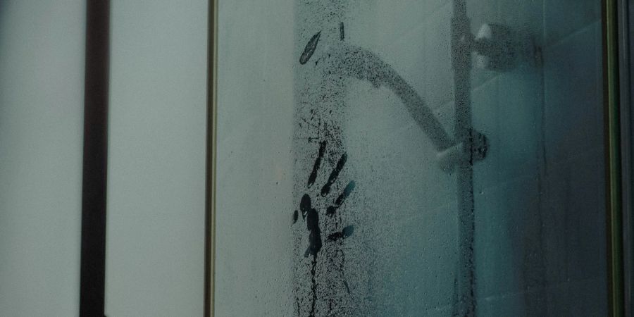Dusche Duschwand Handabdruck