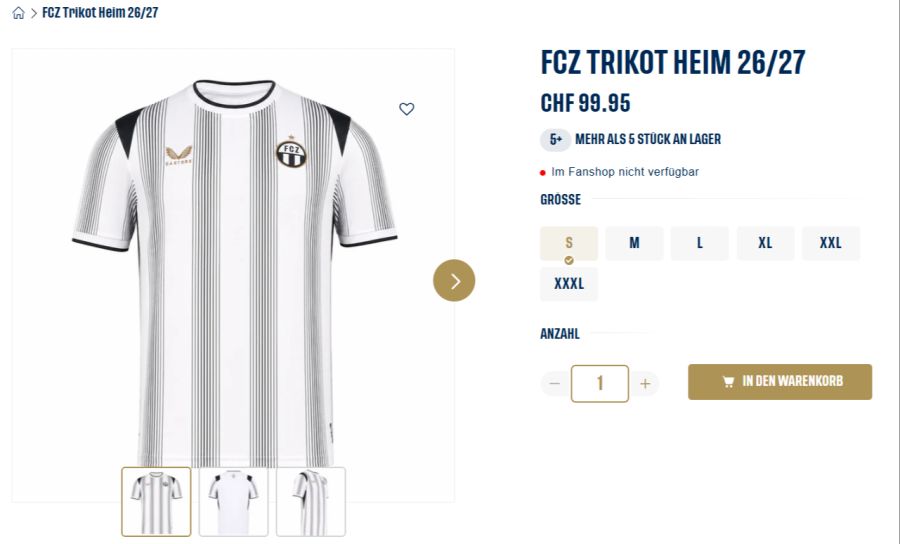 Beim Heimtrikot setzt der FCZ auf Weiss mit Nadelstreif.