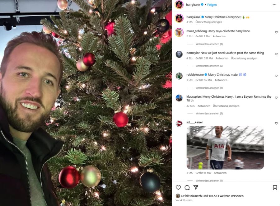 Harry Kane wünscht fröhliche Weihnachten.