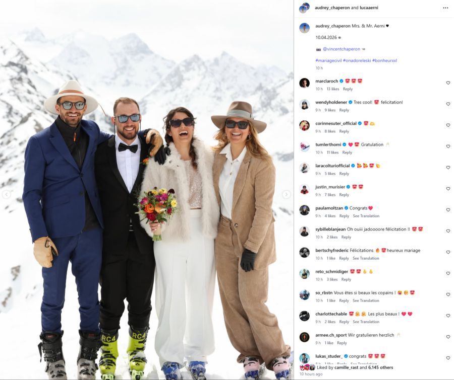 Luca Aerni hat seine langjährige Partnerin Audrey geheiratet.