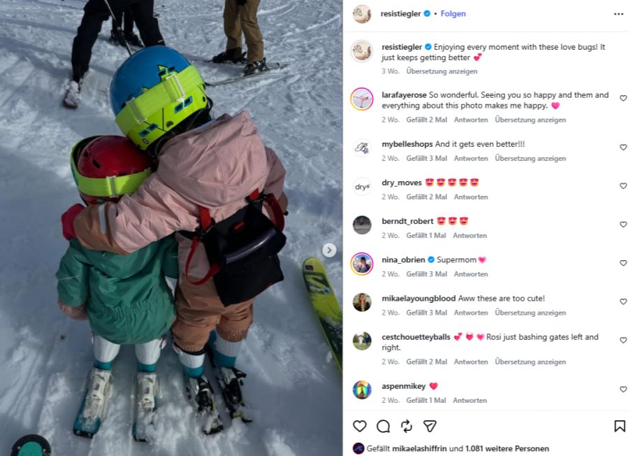 Selbstverständlich standen auch Romi und Rosi schon auf den Skiern.