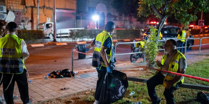 Ort einer Explosion in Tel Aviv. tel aviv explosion