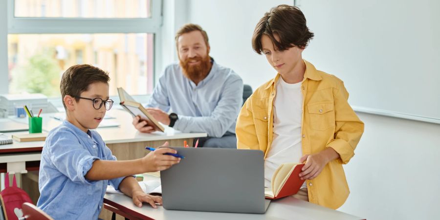 Klassenzimmer Lehrer Schüler Computer