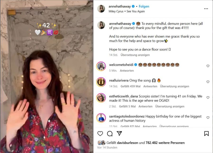 anne hathaway insta