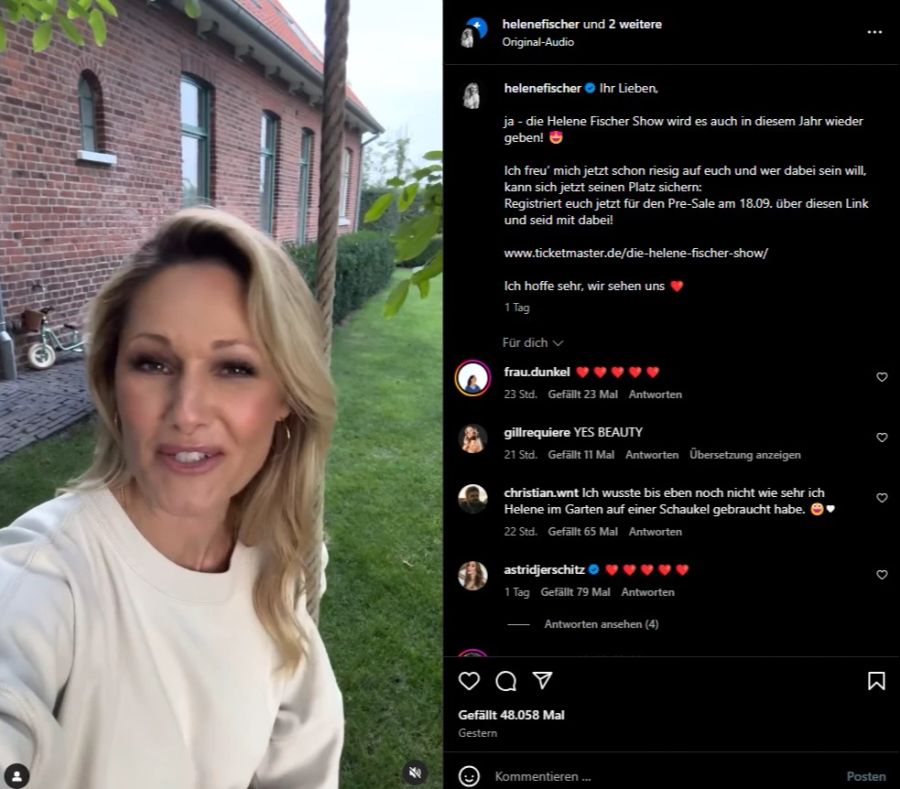 Helene Fischer Videobotschaft Instagram