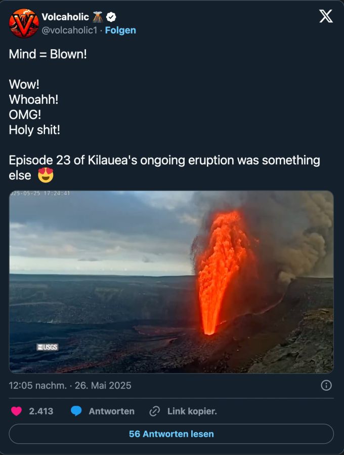 Der Vulkan Kilauea zählt zu den aktivsten Vulkanen der Welt. Vulkan