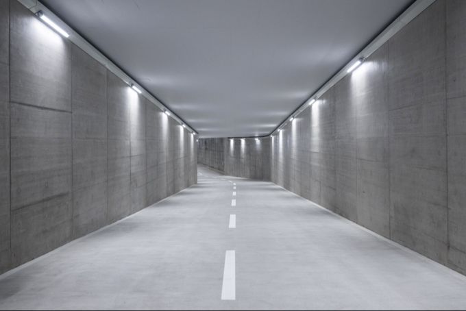 Der Stadttunnel, die Veloverbindung zwischen den Kreisen 4 und 5, aufgenommen. Stadttunnel