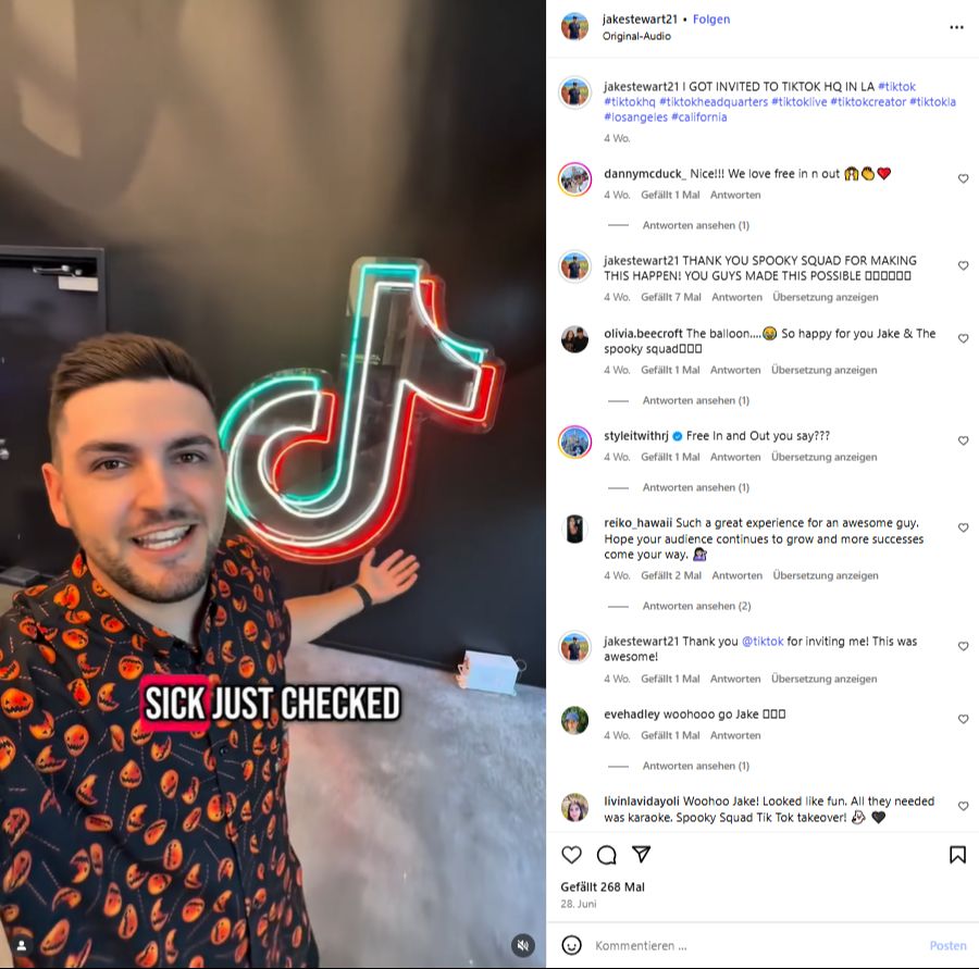 Auf Tiktok hat der Influencer rund 125'100 Follower.