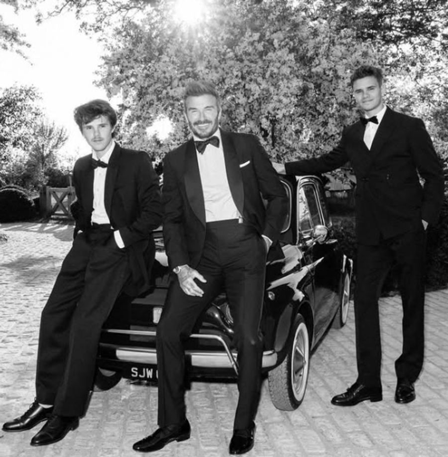 David Beckham mit seinen Söhnen Cruz und Romeo – sein ältester Sohn Brooklyn fehlt.