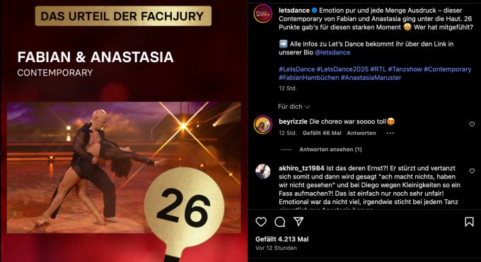 Die Reaktionen auf die Jury-Wertung zum Contemporary von Fabian Hambüchen sind auf Instagram gemischt. fabian hambüchen