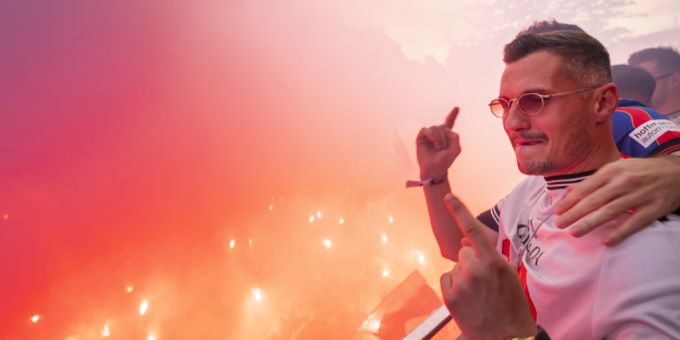 Taulant Xhaka bei der Meisterparty des FC Basel auf dem Barfüsserplatz. Taulant Xhaka FC Basel