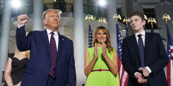 Donald Trump mit seiner Frau Melania und seinem jüngsten Sohn Barron. Donald Trump