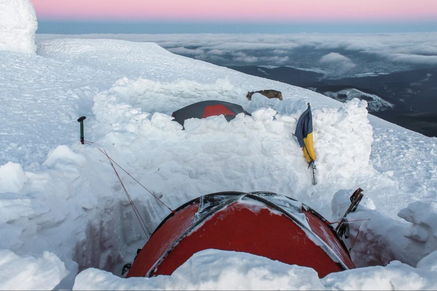 Wintercamping, Schnee, Zelten