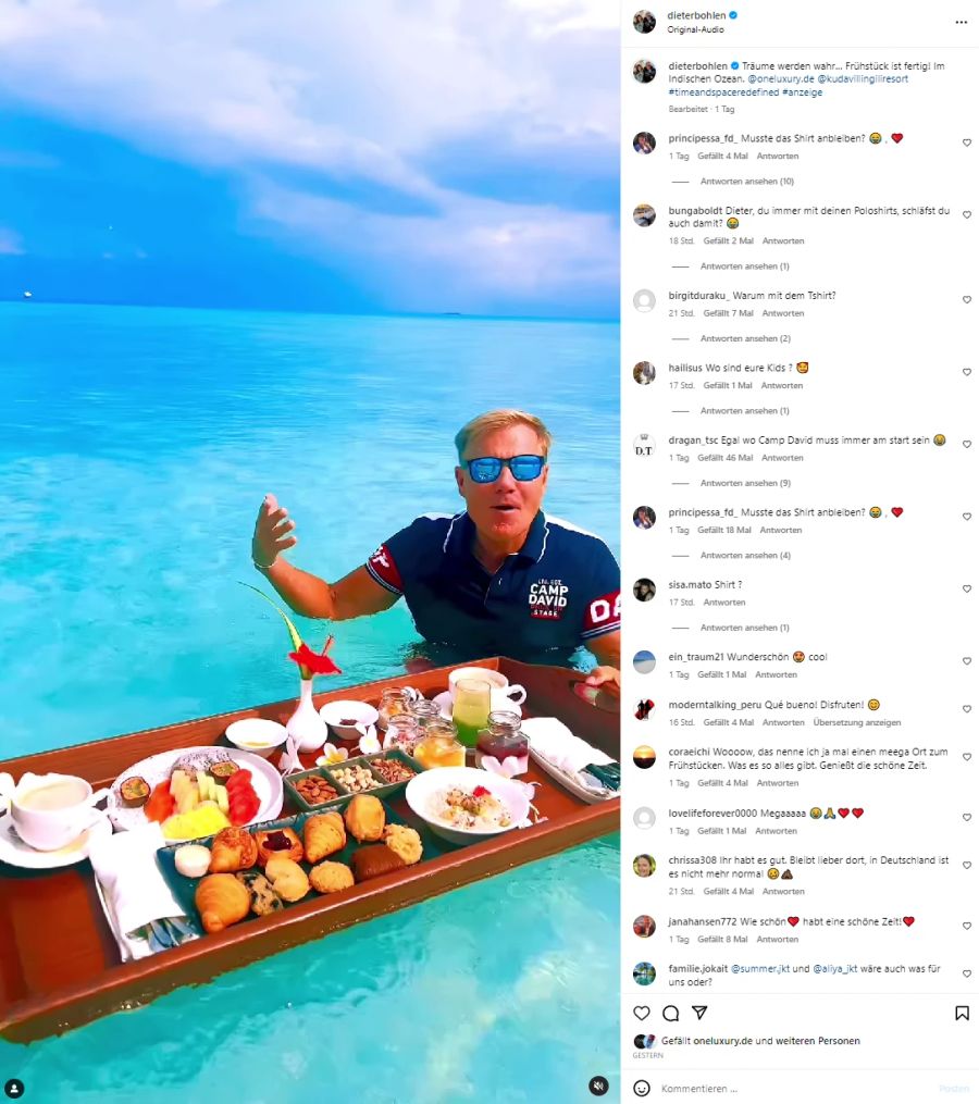 Dieter Bohlen macht Ferien auf den Malediven.