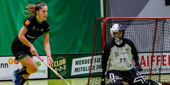 Janina Manetsch legte im Spiel gegen die Visper Lions einen Turbo-Gang ein und erzielte vier Tore. UHC WaSaJ anina Manetsch