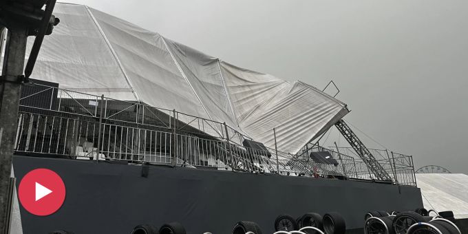 Quali abgebrochen - Unwetter lässt Formel-1-Tribünendach einstürzen