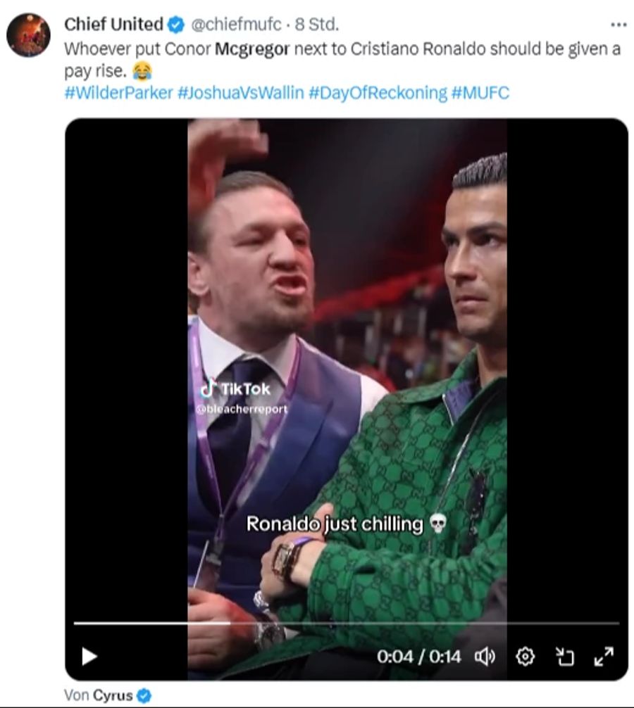 «Wer McGregor neben Ronaldo gesetzt hat, verdient eine Lohnerhöhung.»