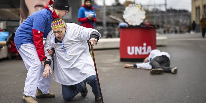 Pflegepersonal bei Protestaktion