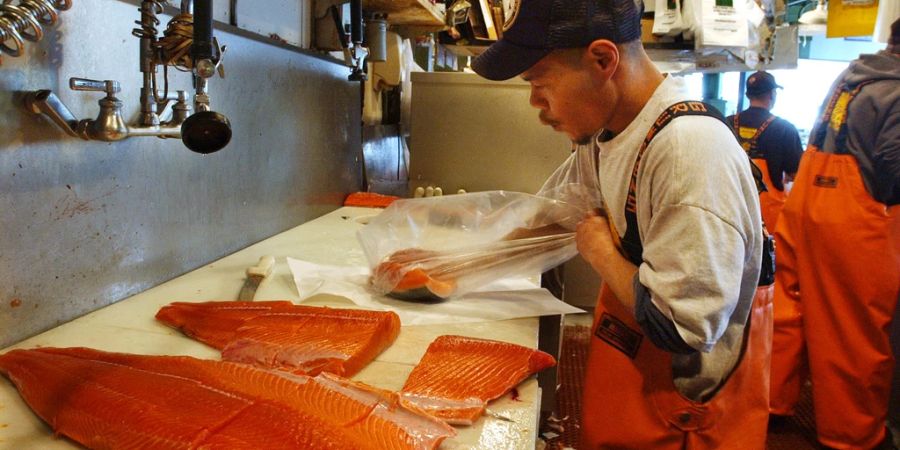 Die Zuchtlachsindustrie wächst rasant: Wurden 1983 weltweit rund 20'000 Tonnen Lachs produziert, sind es heute fast 3 Millionen Tonnen pro Jahr. (Symbolbild)