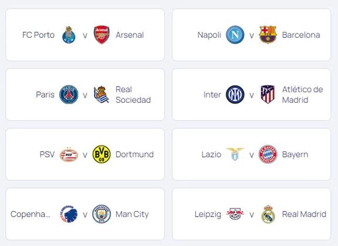 Die Achtelfinal-Auslosung in der Champions League im Überblick. Champions League Achtelfinal Auslosung