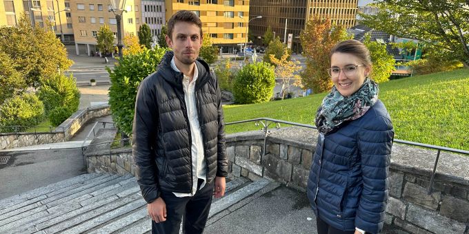 Jacqueline Stampfli und Birk Diener nehmen sich dem Thema Stadtentwicklung in Kriens an. Birk Diener (links) und Jacqueline Stampfli