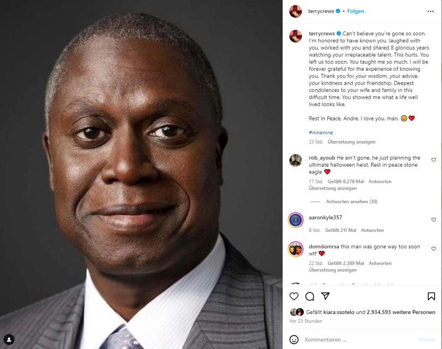 Andre Braugher hinterlässt eine Frau und drei Kinder.