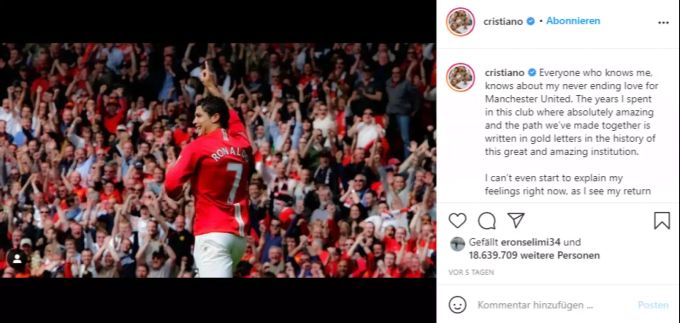 Mit den «Red Devils» will Ronaldo erneut auf Titeljagd gehen. Cristiano Ronaldo