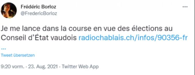 Frédéric Borloz hat seine Kandidatur für den Waadtländer Staatsrat bekanntgegeben. frederic borloz