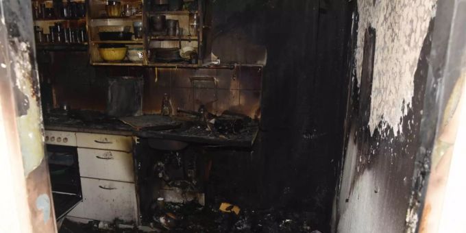Die Küche wurde komplett zerstört. Brand