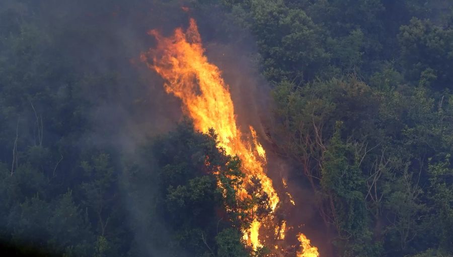 Feuer wüten am Sonntag in einem ländlichen Gebiet Sardiniens.