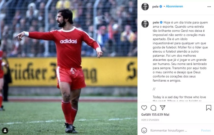 Ex-Weltfussballer Pelé richtet via Social Media einige Worte an Müller.