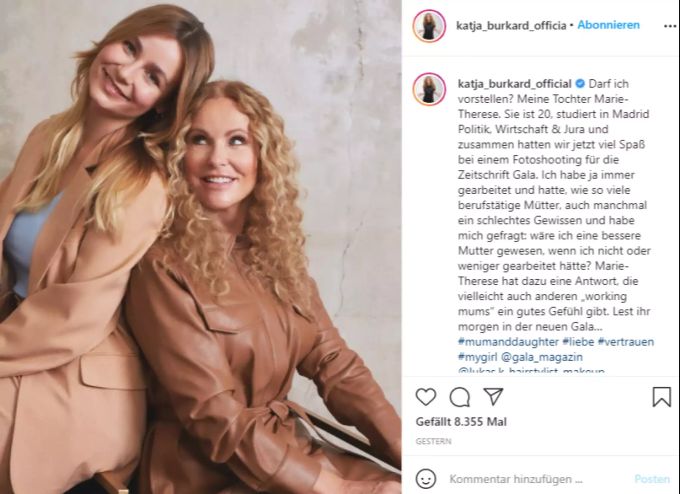 Katja Burkard posiert erstmals mit ihrer Tochter. Katja Burkard