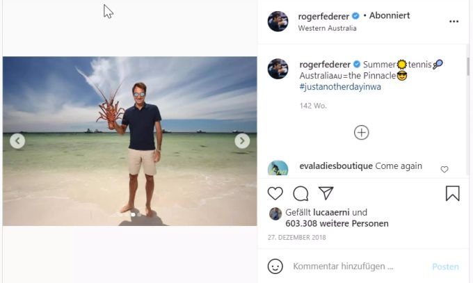 Im Westen Australiens scheint es Roger Federer als Tourist zu gefallen. Roger Federer