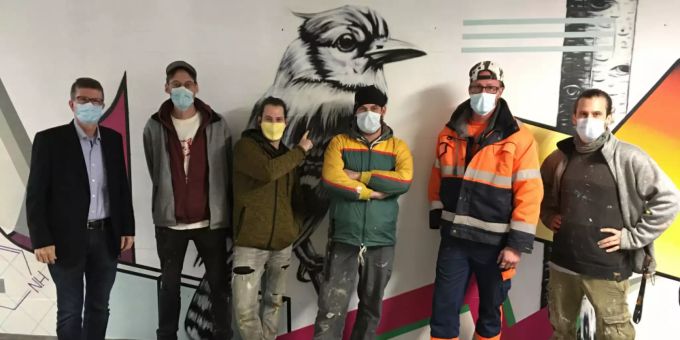 Von links nach rechts: Andreas Kriesi (Stadtrat), Roger Baldauf, Marc Hepp, Peter Exer, Steven Stary (Bereichsleiter Baudienst, WVA), Olivier Magnin.
